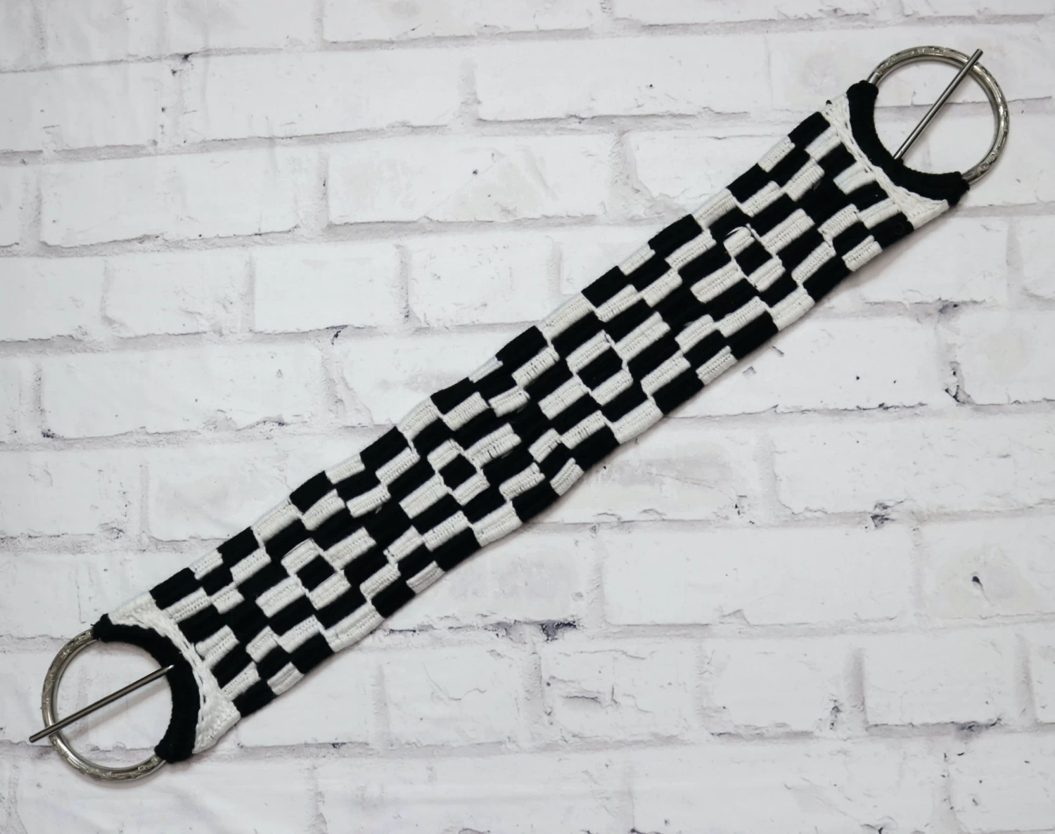 35.5" Cincho Black White Horse Braided Caballo Cinch 3 35.5" Cincho Black White Horse Braided Caballo Cinch