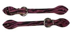 Western Hair On Pink Zebra Print Ladies Spur Strap