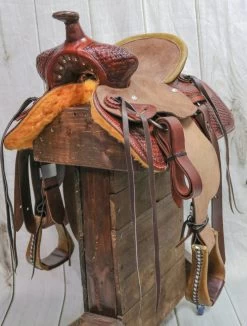 12" Tooled Leather High Back Pony Saddle Horse -Western Harness Shop image 1017