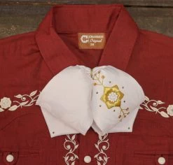 White Charro Mono Bowtie Gold Flor