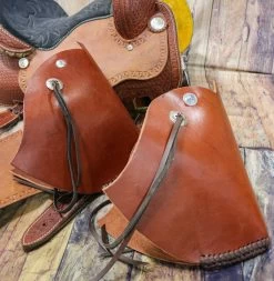 Western Saddle Leather Tapaderos Stirrups Hand Braided Smooth -Western Harness Shop image 1043