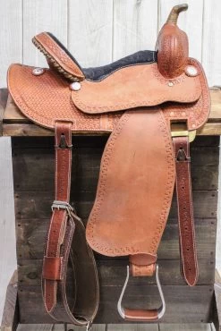 14" Barrel Racing Western Basket Pattern Saddle