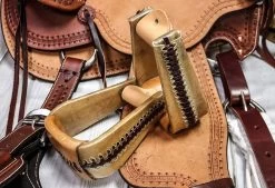 3" Roper Rawhide Western Saddle Stirrups -Western Harness Shop image 1054