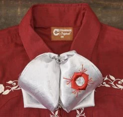Grey Red Charro Fino Mono Bowtie Flower