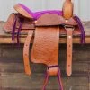 12" Purple Kids Youth Pleasure Western Saddle Tan Leather Mini Pony Youth Saddle -Western Harness Shop image 1115