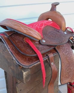 10" Red Seat Pony Horse Saddle Kids Cowboy Cowgirl Leather Western Saddle -Western Harness Shop image 1123