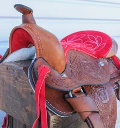 10" Red Seat Pony Horse Saddle Kids Cowboy Cowgirl Leather Western Saddle -Western Harness Shop image 1124