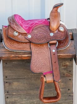 8" Toddler Infant New Born Size Pink/Brown Mini Toddler Mini Horse Saddle