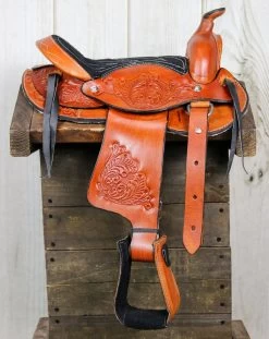 10" Pony Mini Horse Saddle Kids Pleasure Leather Black Western Saddle RD Skirt
