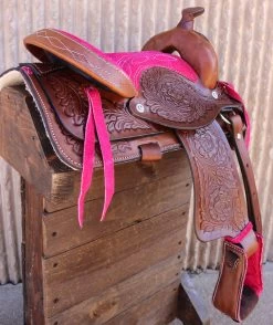10" Pony Horse Saddle Kids Cowboy Cowgirl Leather Pink Western Saddle -Western Harness Shop image 1166