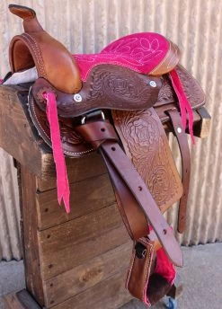 10" Pony Horse Saddle Kids Cowboy Cowgirl Leather Pink Western Saddle -Western Harness Shop image 1168