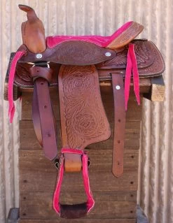 10" Pony Horse Saddle Kids Cowboy Cowgirl Leather Pink Western Saddle -Western Harness Shop image 1169