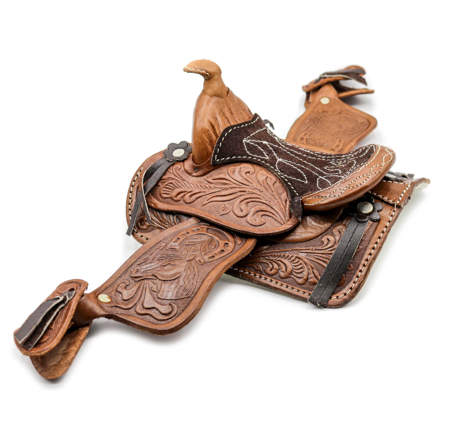 5" Brown Western Leather Saddle Mini Decoration Saddle Decor Saddle 5 5" Brown Western Leather Saddle Mini Decoration Saddle Decor Saddle - Image 3