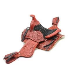 5" Burgundy Western Leather Saddle Mini Decoration Saddle Decor -Western Harness Shop image 1226