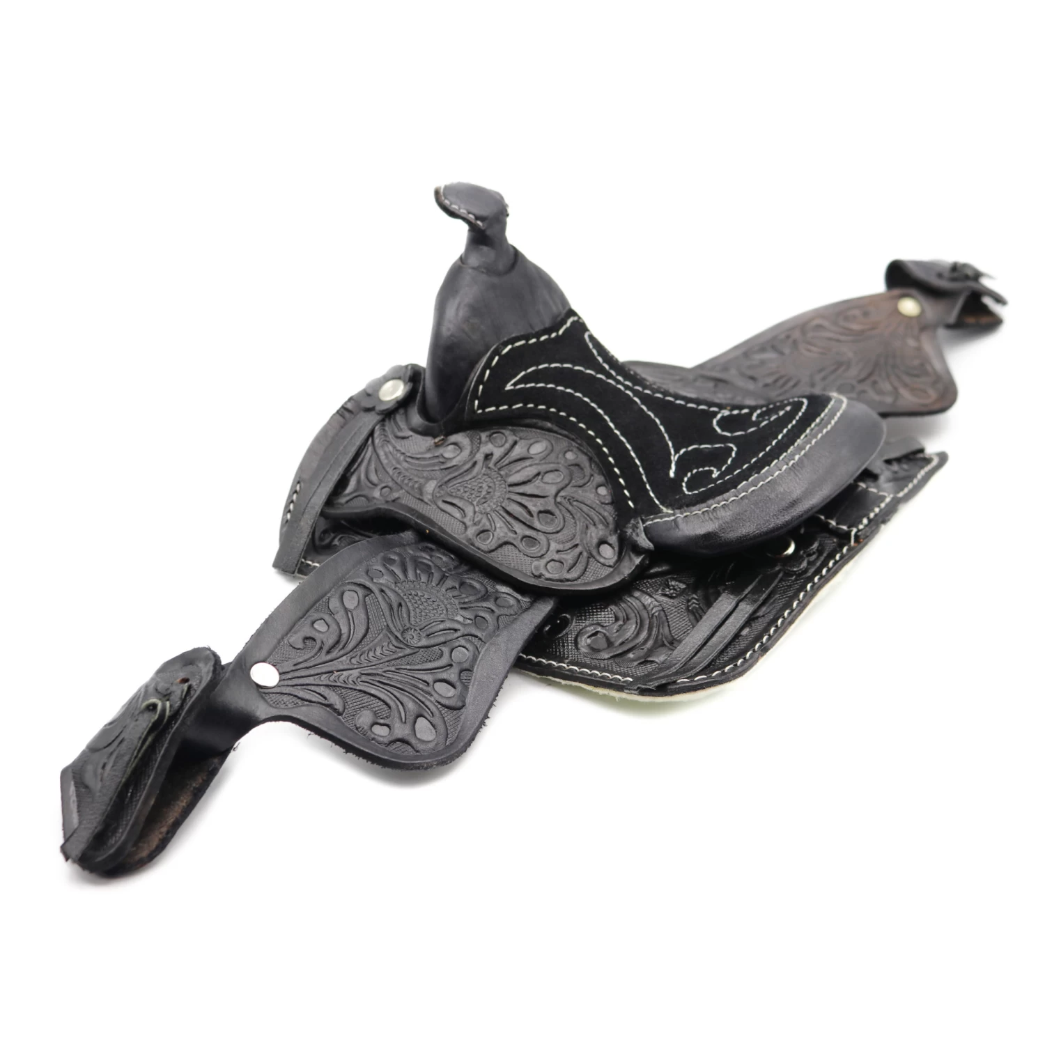 5" Black Western Leather Saddle Mini Decoration Saddle 5 5" Black Western Leather Saddle Mini Decoration Saddle - Image 3