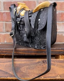 Charro Fuste Saddle Purse Leather Black Bolso -Western Harness Shop image 125