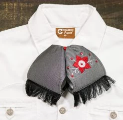 Gris Blanco Flor Charro Deshilado Mono Bowtie