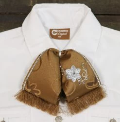 Brown Silver Charro Deshilado Mono Bowtie Flower