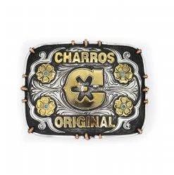 Charros Original Hebilla Fina Negra Flor Belt Buckle