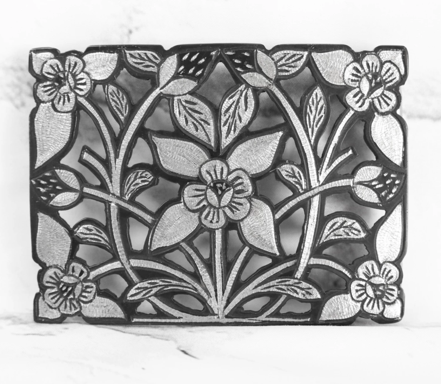 Hebilla Charra Pavonada Negra Flor Buckle 3 Hebilla Charra Pavonada Negra Flor Buckle