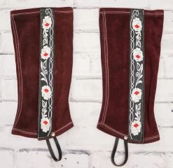 Vino Flor Polainas Diseno Flor Gamuza Charro Chaps