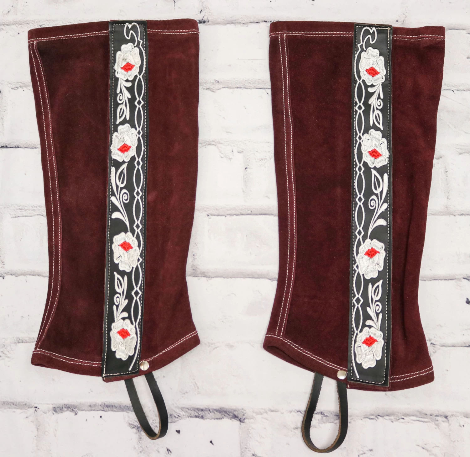 Vino Flor Polainas Diseno Flor Gamuza Charro Chaps 3 Vino Flor Polainas Diseno Flor Gamuza Charro Chaps