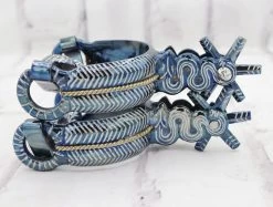 Espuelas Azul Mill Rayas Snake Spur Mexican Charro