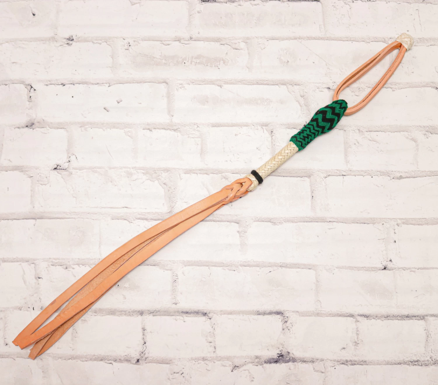 Green Braided Chomite Leather Quirt Cuarta Charra Fina 3 Green Braided Chomite Leather Quirt Cuarta Charra Fina