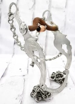 5 1/8" Diseño Grecas Caballo Freno Charro Horse Bit With Copper