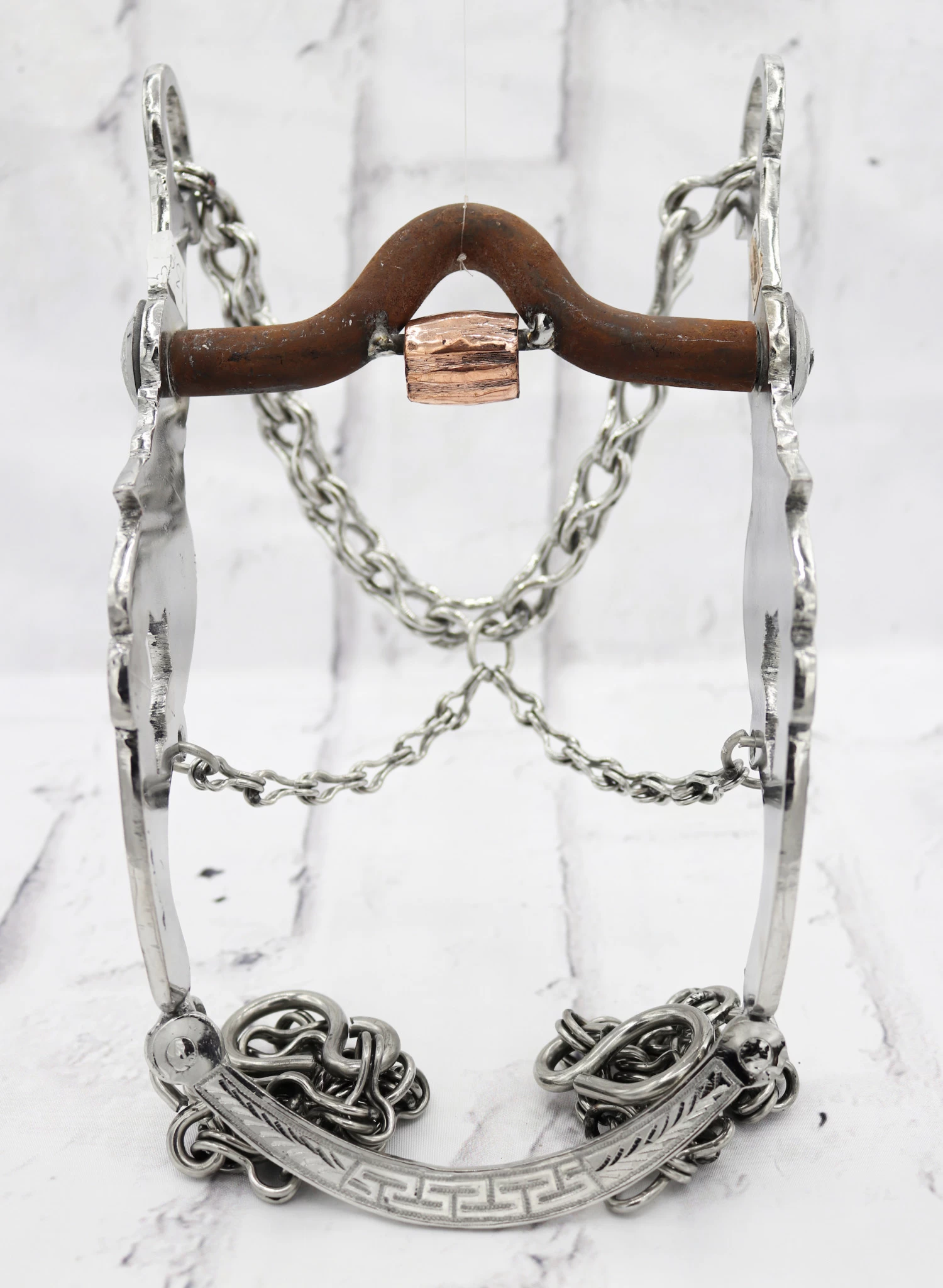 5 1/8" Diseño Grecas Caballo Freno Charro Horse Bit With Copper 4 5 1/8" Diseño Grecas Caballo Freno Charro Horse Bit With Copper - Image 2