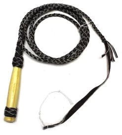 10 FT Brown Braided Leather Bull Whip