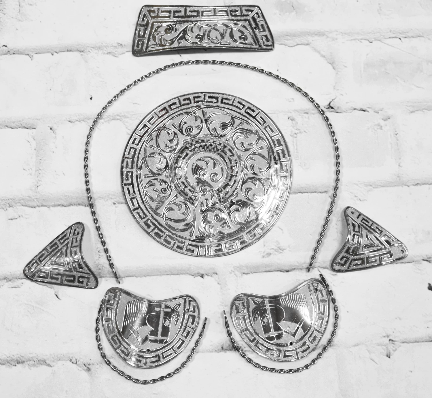 Stainless Steal Charro HorseShoe Saddle Kit Herraje 3D Montura 3 Stainless Steal Charro HorseShoe Saddle Kit Herraje 3D Montura