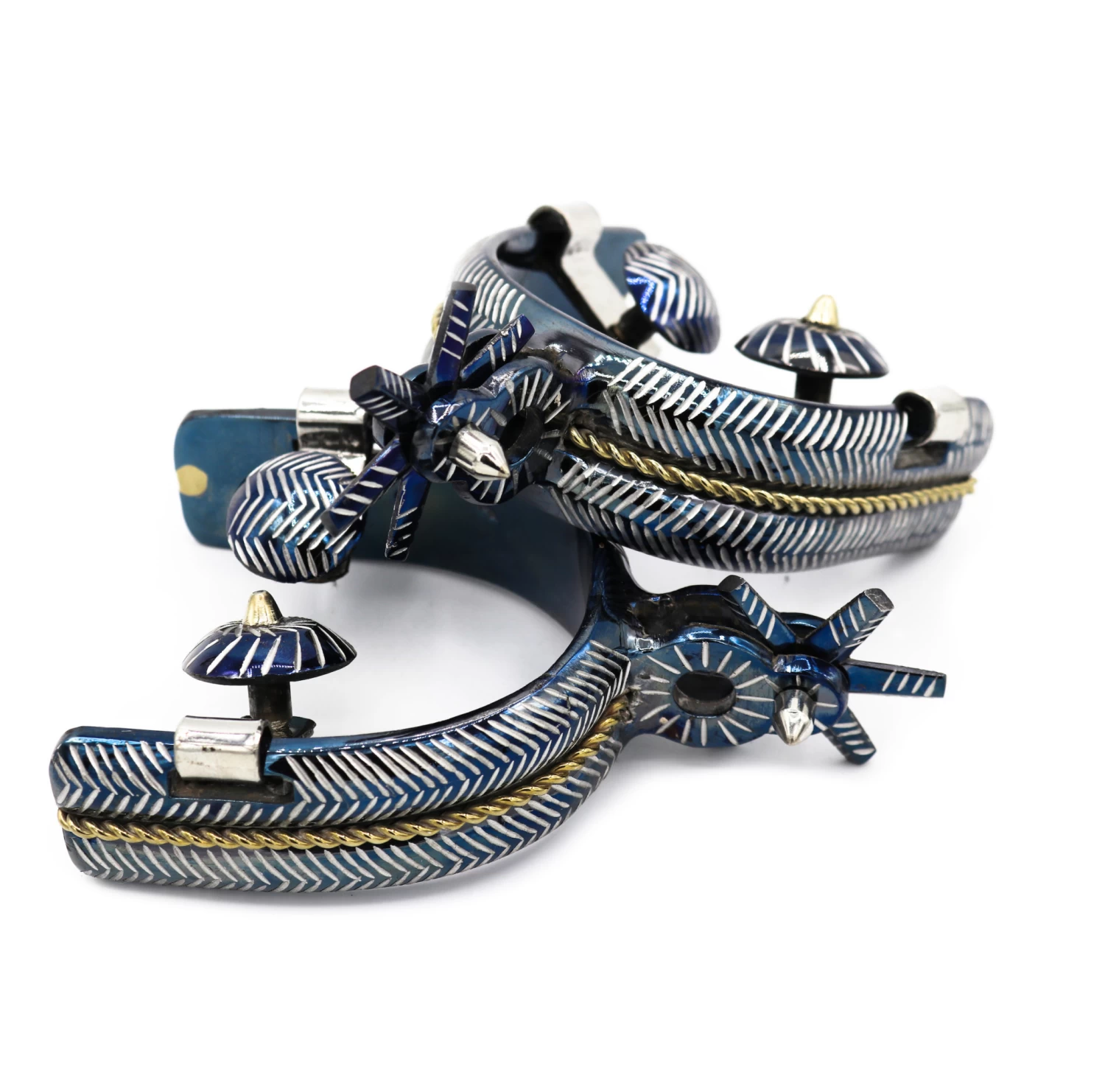 Charro Espuelas Charras Acero Azul Mexican Blue Spurs 4 Charro Espuelas Charras Acero Azul Mexican Blue Spurs - Image 2