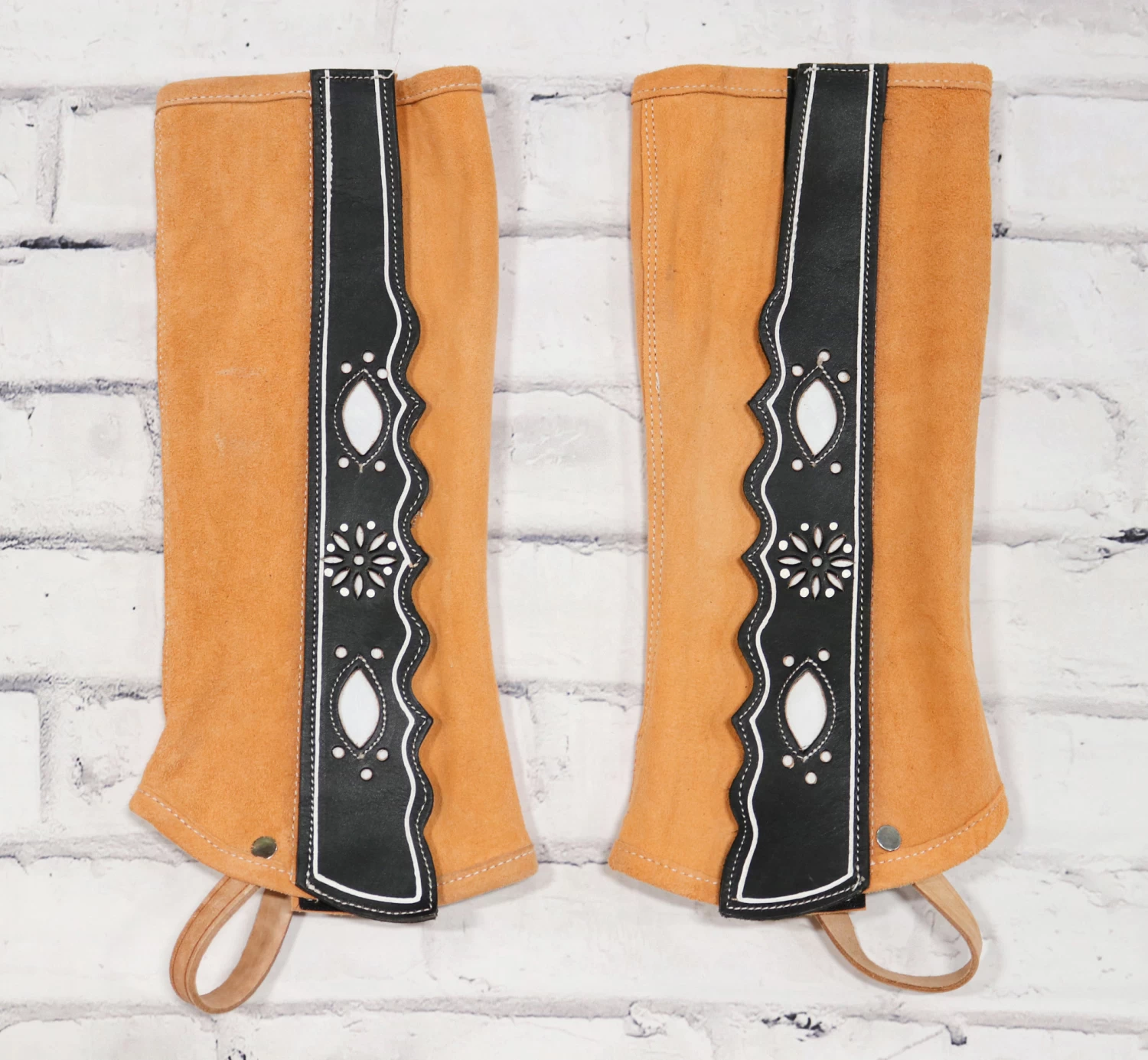Polainas Charras Natural Cortas (S) Horse Charro Half Chaps 3 Polainas Charras Natural Cortas (S) Horse Charro Half Chaps