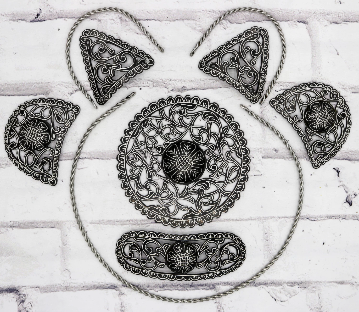 Herraje Black Fino Para Montura Charra Charro Saddle Kit 3 Herraje Black Fino Para Montura Charra Charro Saddle Kit