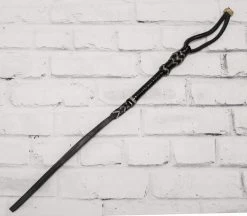 Black Cuarta Charra Trenzada Braided Horse Quirt