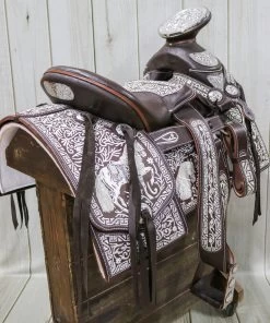 15" Cafe Brown Montura Silla Charra Cuadrada Charro Saddle -Western Harness Shop image 444