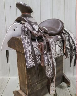 15" Cafe Brown Montura Silla Charra Cuadrada Charro Saddle -Western Harness Shop image 446