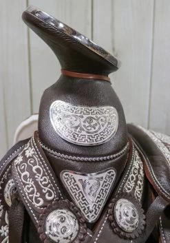 15" Cafe Brown Montura Silla Charra Cuadrada Charro Saddle -Western Harness Shop image 448