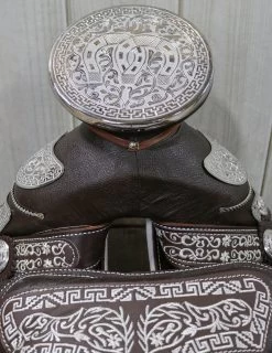 15" Cafe Brown Montura Silla Charra Cuadrada Charro Saddle -Western Harness Shop image 449