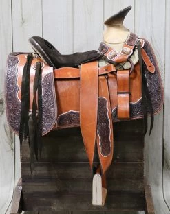 15" Charro Horse Saddle Montura Charra Cuerno De Venado Cincelada