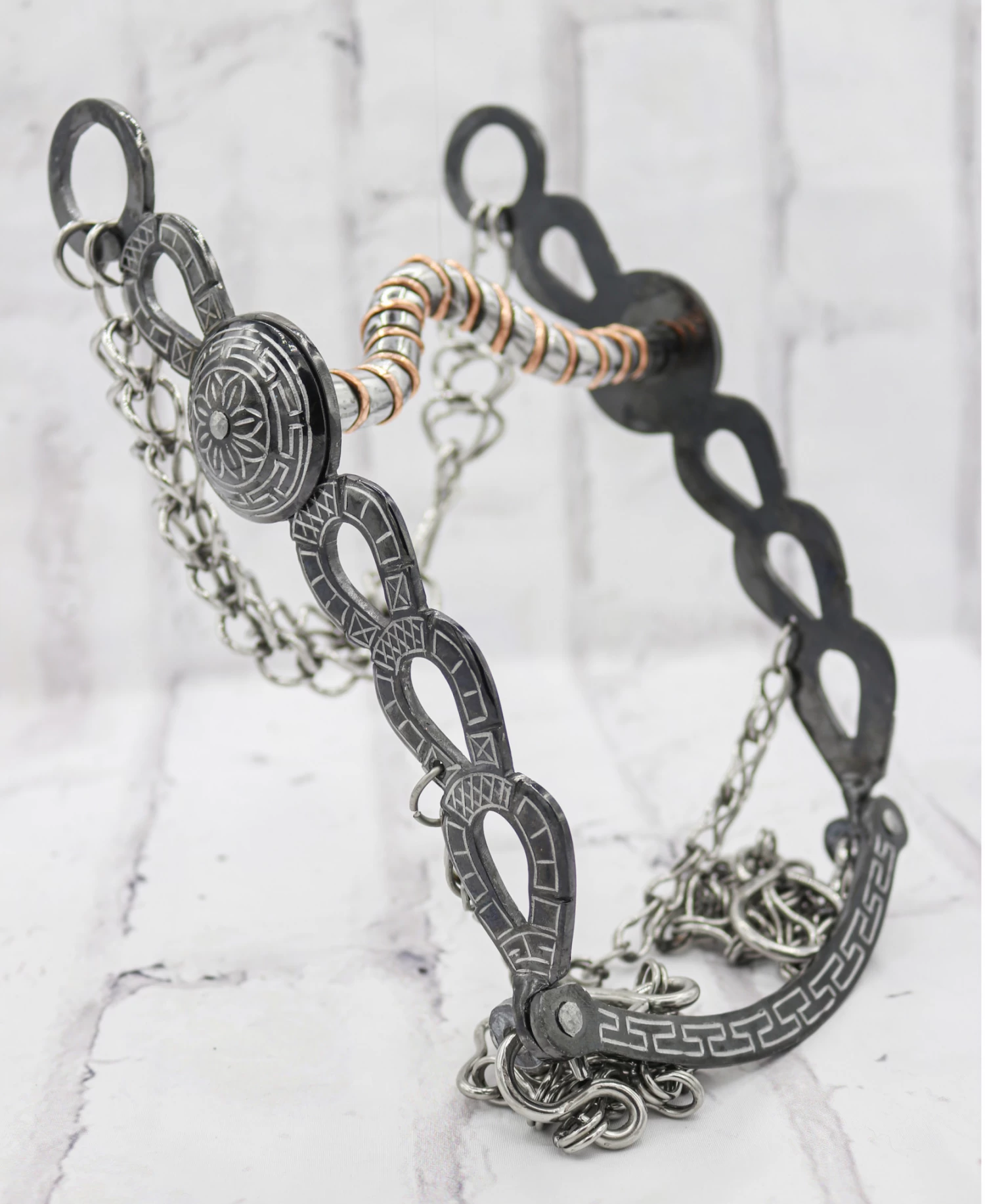 5 1/2" Black Horse Bit Freno Cobre Charro Para Caballo 3 5 1/2" Black Horse Bit Freno Cobre Charro Para Caballo