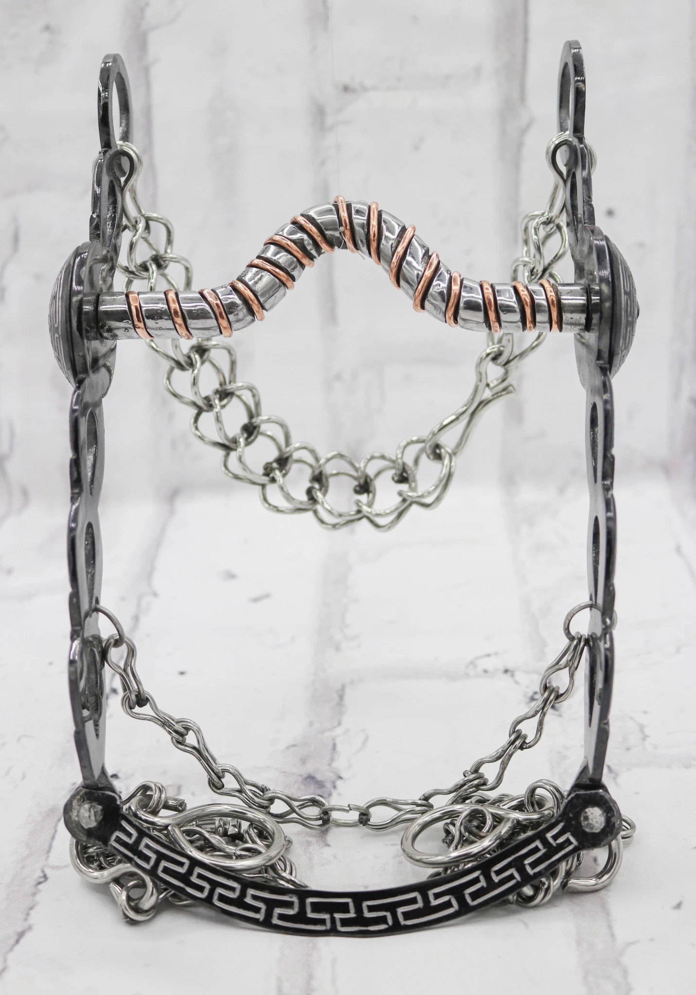 5 1/2" Black Horse Bit Freno Cobre Charro Para Caballo 4 5 1/2" Black Horse Bit Freno Cobre Charro Para Caballo - Image 2