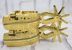 Greca Charro Spurs Bano De Oro Espuelas Finas Flor