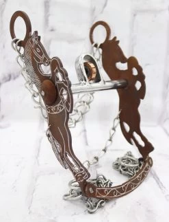 5 1/8" Freno Charro Rustic Con Cobre Horse Stainless Steel