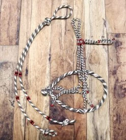 Charros Original White TriColor Halter Bosal/Rienda Set