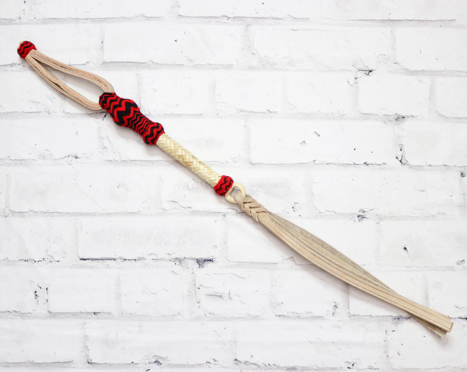 Red Charro Leather Cuarta Algodon Cotton Quirt 3 Red Charro Leather Cuarta Algodon Cotton Quirt