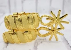 Flor Charro Horse Spurs Bano De Oro Espuelas Finas