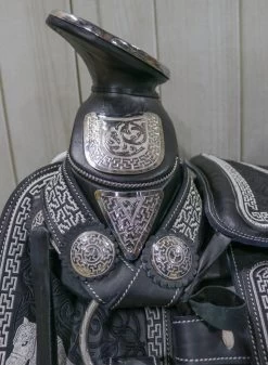 15.5 " Black Montura Charro Horse Saddle Con Cantinas Silla -Western Harness Shop image 649