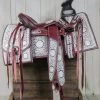 15.5" Montura Vino Bordada Diseno Flor Horse Saddle Embroidered